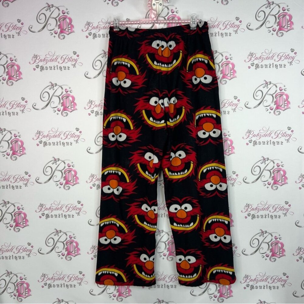 Disney pj bottoms muppets fleece warm cozy soft Black and Red Pajama Pants - Picture 2 of 7